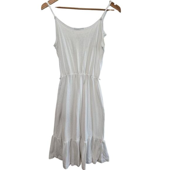 Vintage 80s Dress Womens Large White Ruffles Lace Boho Midi Cottage Festival - Picture 2 of 8